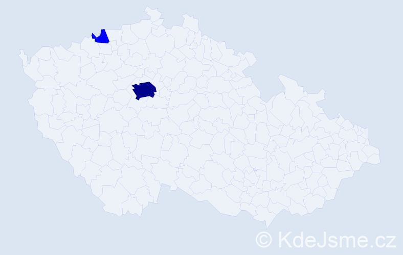 Jméno: 'Vidan', počet výskytů 3 v celé ČR