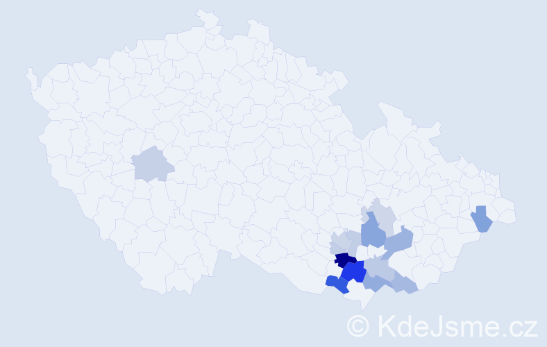 Jméno: 'Vavřín', počet výskytů 26 v celé ČR