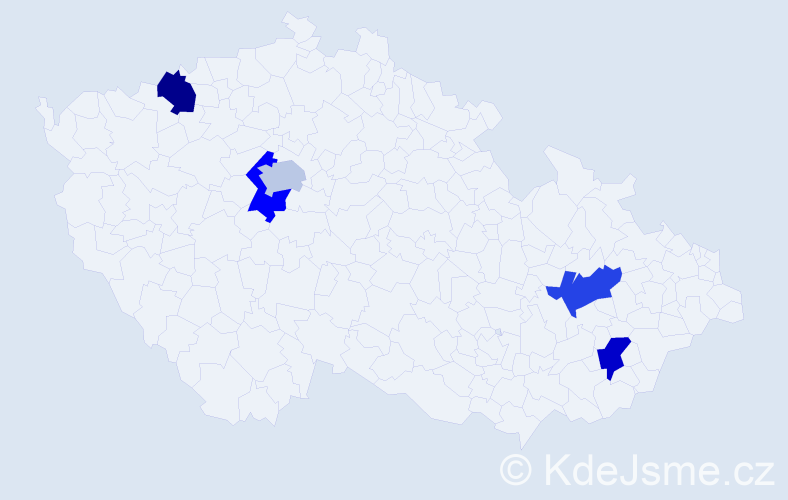 Jméno: 'Alexey', počet výskytů 5 v celé ČR