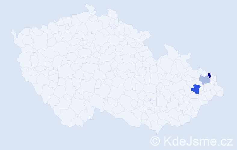 Jméno: 'Tinh', počet výskytů 3 v celé ČR