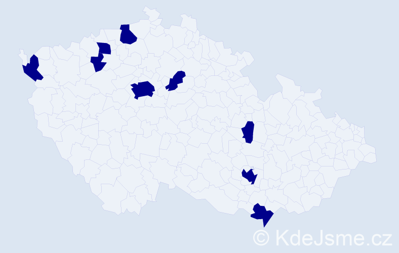 Jméno: 'Augustýn', počet výskytů 9 v celé ČR