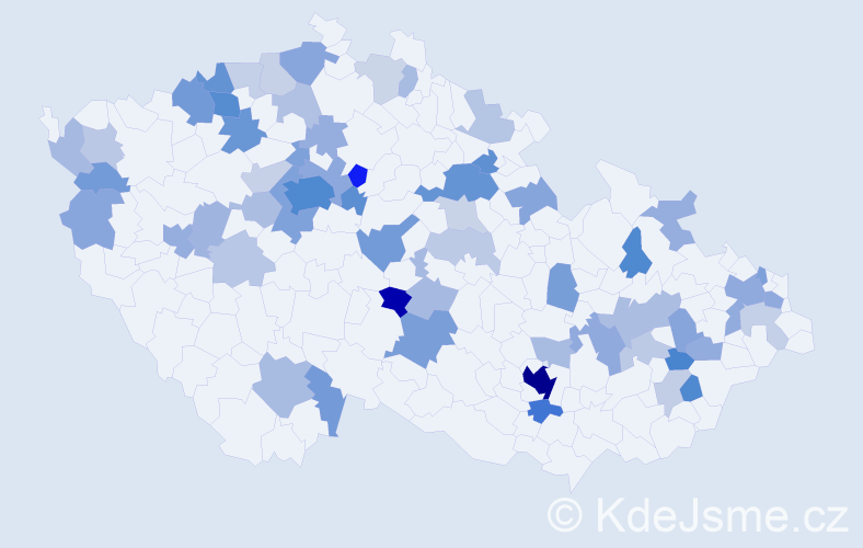 Jméno: 'Mark', počet výskytů 155 v celé ČR