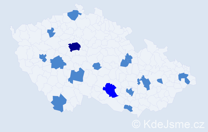 Jméno: 'Georgina', počet výskytů 20 v celé ČR