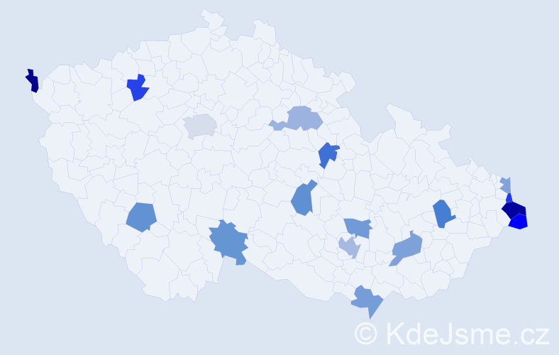 Jméno: 'Genovefa', počet výskytů 21 v celé ČR