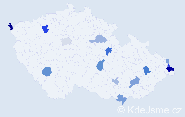Jméno: 'Genovefa', počet výskytů 18 v celé ČR