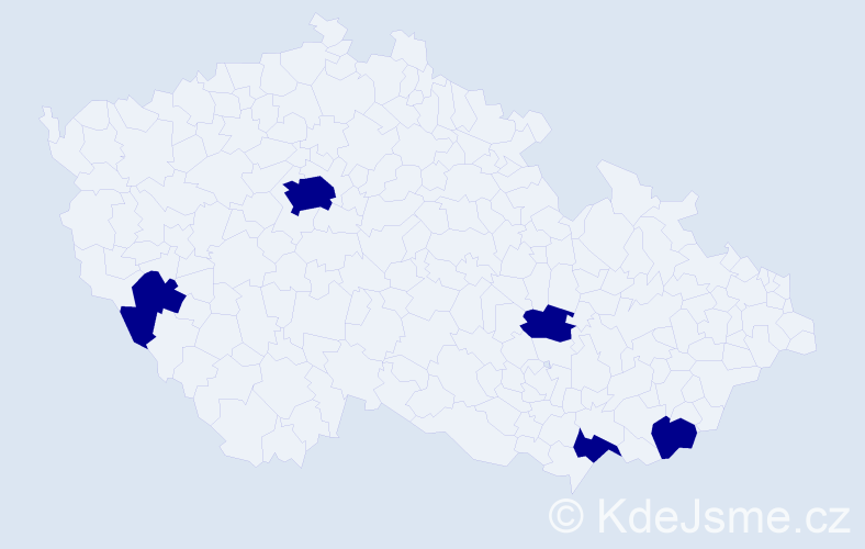 Jméno: 'Klára-Marie', počet výskytů 5 v celé ČR