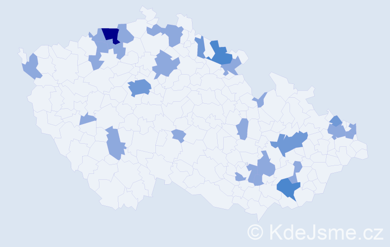 Jméno: 'Valburga', počet výskytů 44 v celé ČR