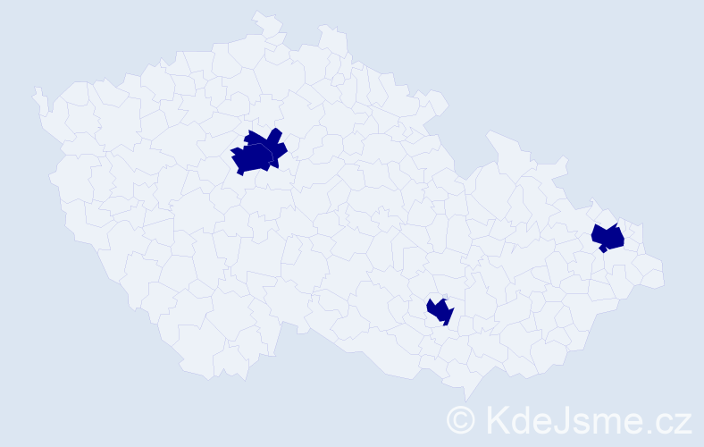 Jméno: 'Hortensie', počet výskytů 4 v celé ČR