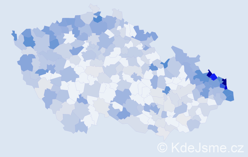 Jméno: 'Ervín', počet výskytů 857 v celé ČR