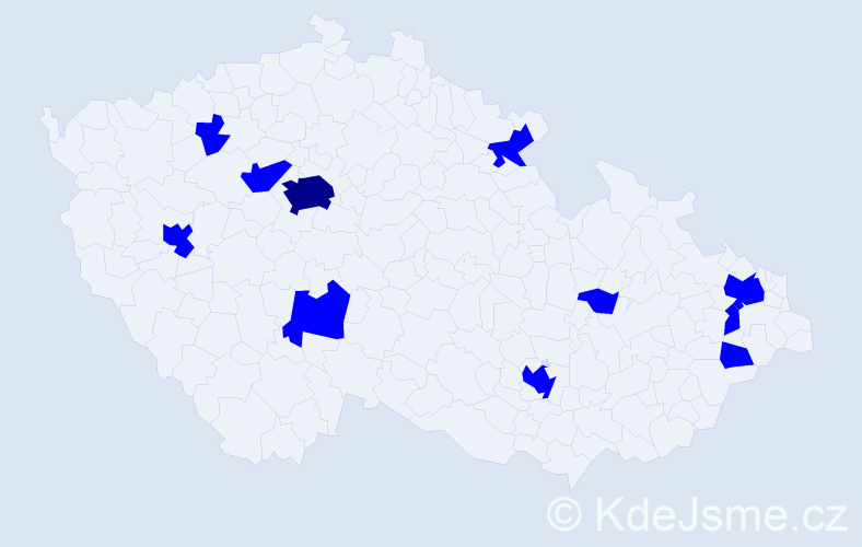 Jméno: 'Jaromir', počet výskytů 12 v celé ČR