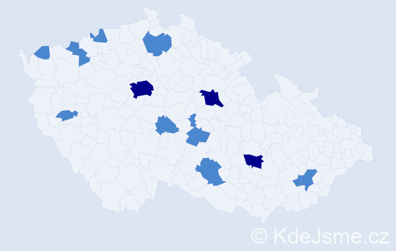 Jméno: 'Tungalag', počet výskytů 19 v celé ČR