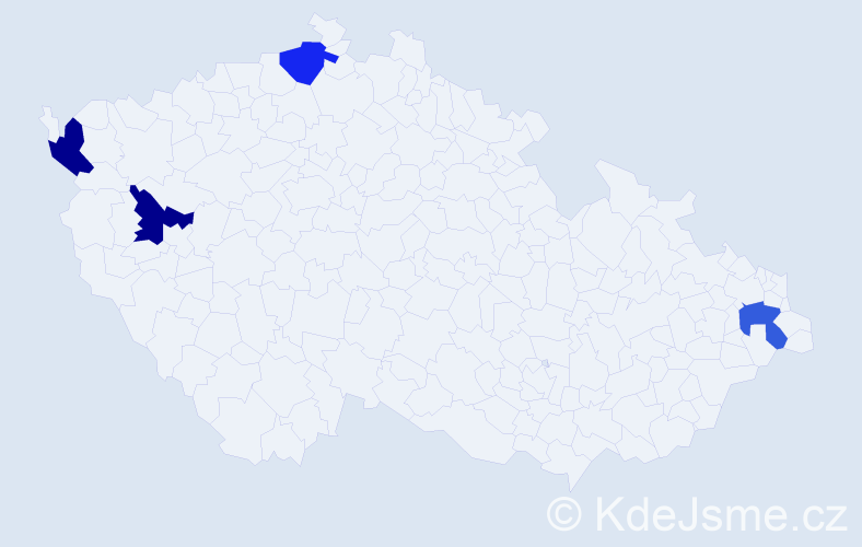 Jméno: 'Mihály', počet výskytů 4 v celé ČR