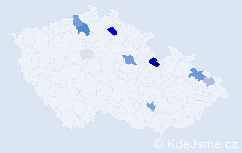 Jméno: 'Daniel Thomas', počet výskytů 10 v celé ČR