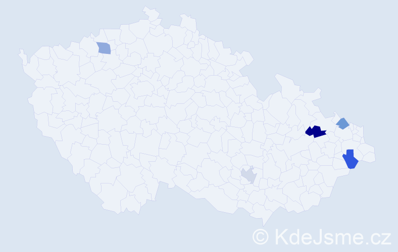 Jméno: 'Daja', počet výskytů 5 v celé ČR