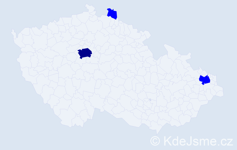 Jméno: 'Jacobus Johannes', počet výskytů 4 v celé ČR