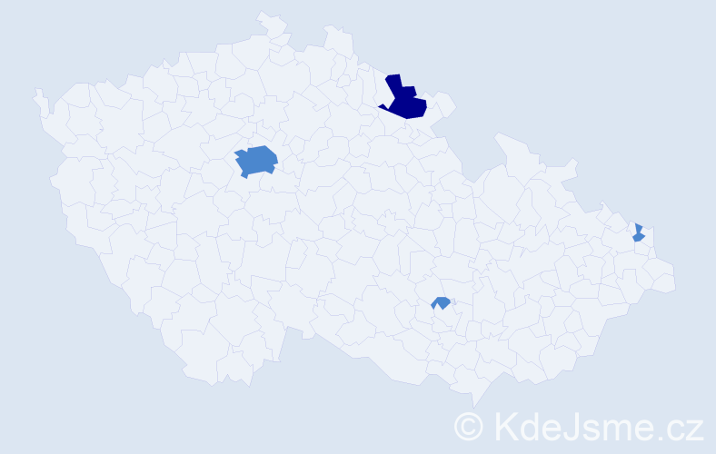 Jméno: 'Konštantin', počet výskytů 6 v celé ČR