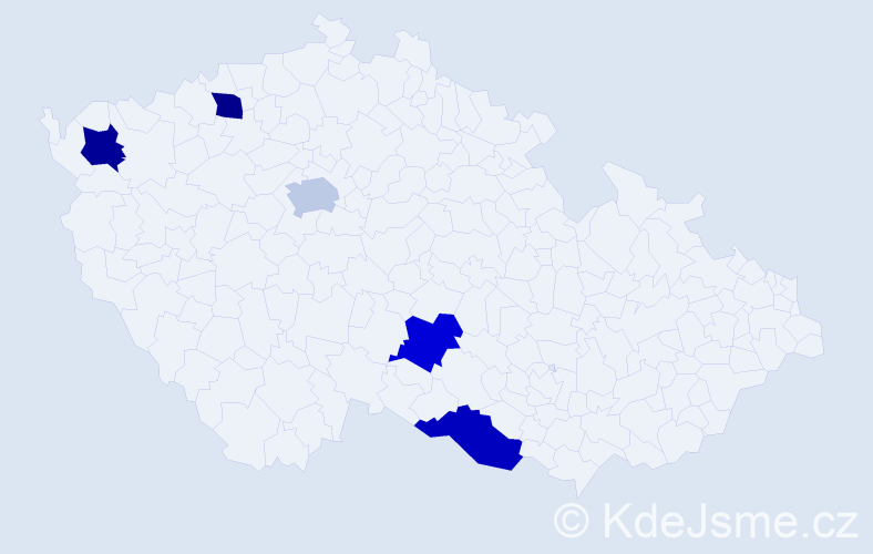 Jméno: 'Milčo', počet výskytů 5 v celé ČR