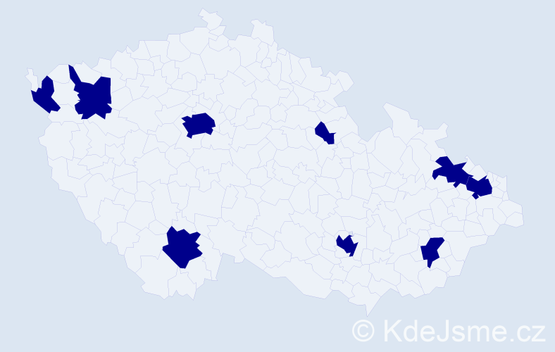 Jméno: 'Žanet', počet výskytů 9 v celé ČR