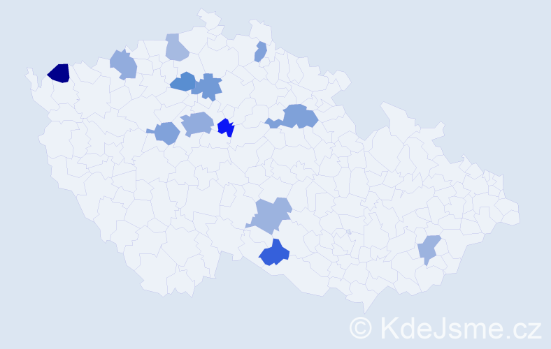 Jméno: 'Edmond', počet výskytů 22 v celé ČR
