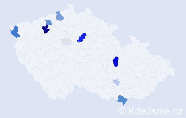 Jméno: 'Augustýn', počet výskytů 9 v celé ČR