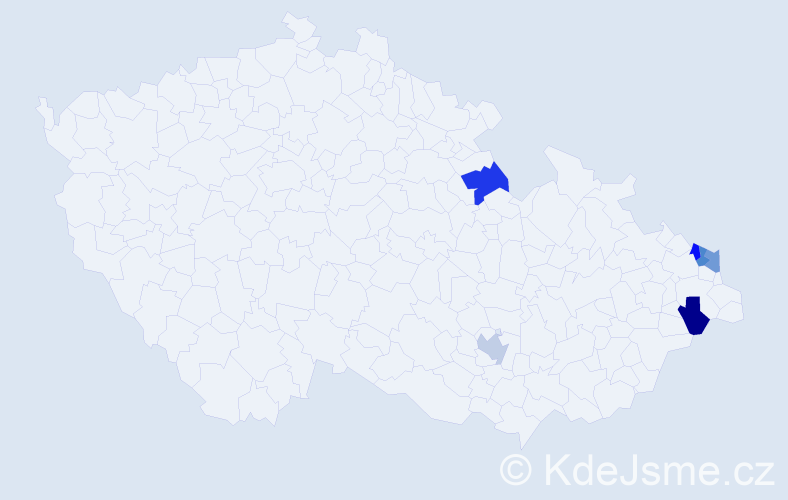Jméno: 'Mieczyslaw', počet výskytů 6 v celé ČR