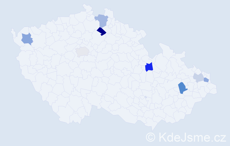 Jméno: 'Vendelin', počet výskytů 8 v celé ČR