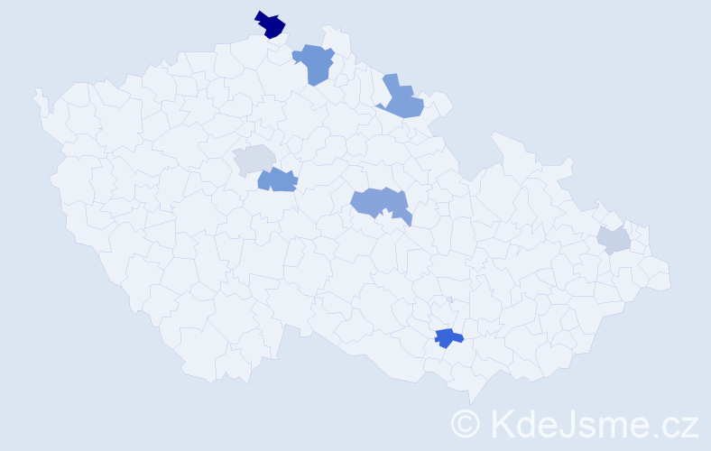 Jméno: 'Miruška', počet výskytů 11 v celé ČR