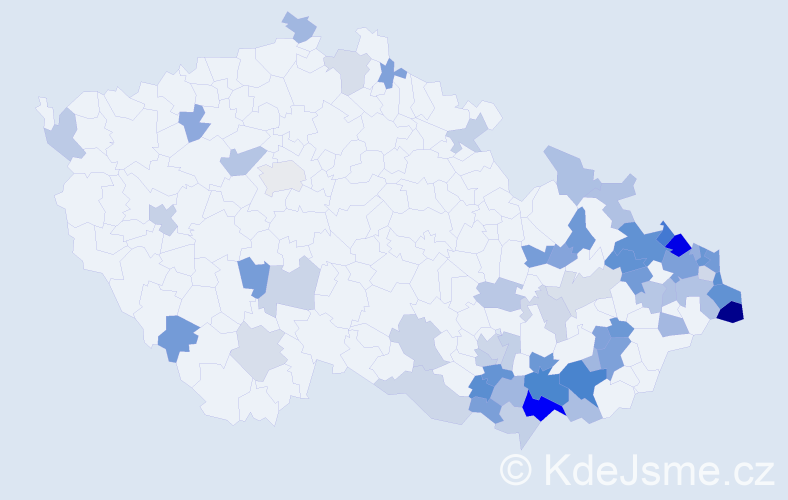 Jméno: 'Jenovefa', počet výskytů 116 v celé ČR