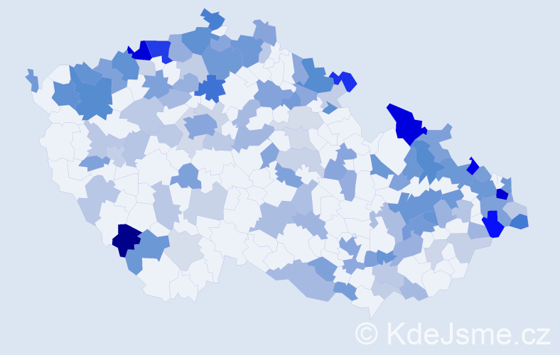 Jméno: 'Elvíra', počet výskytů 251 v celé ČR