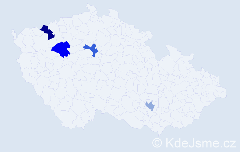 Jméno: 'Aniko', počet výskytů 4 v celé ČR