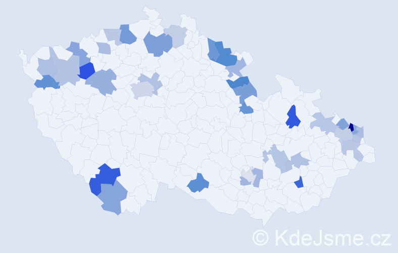 Jméno: 'Edvin', počet výskytů 50 v celé ČR