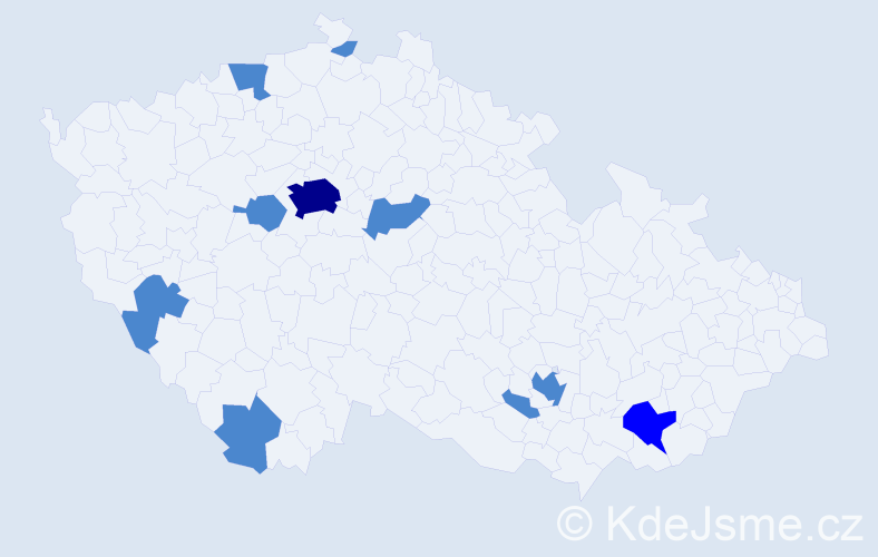 Jméno: 'Vilema', počet výskytů 13 v celé ČR