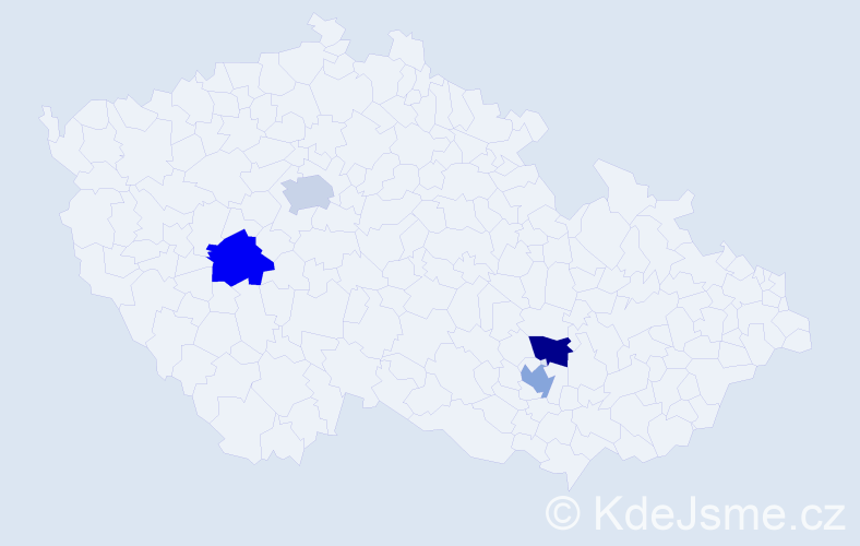 Jméno: 'Rudolph', počet výskytů 4 v celé ČR