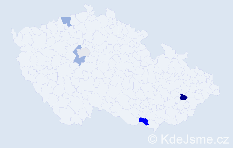 Jméno: 'Miloje', počet výskytů 5 v celé ČR