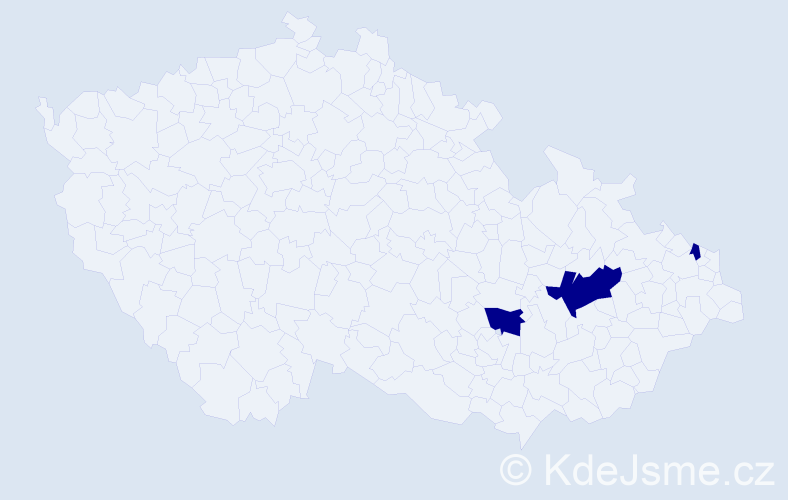 Jméno: 'Bernadette', počet výskytů 3 v celé ČR