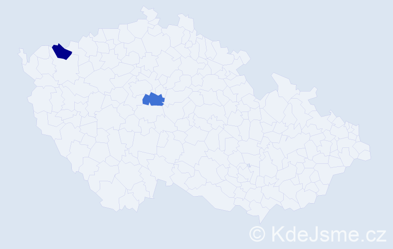 Jméno: 'Vanessa Sarah', počet výskytů 2 v celé ČR