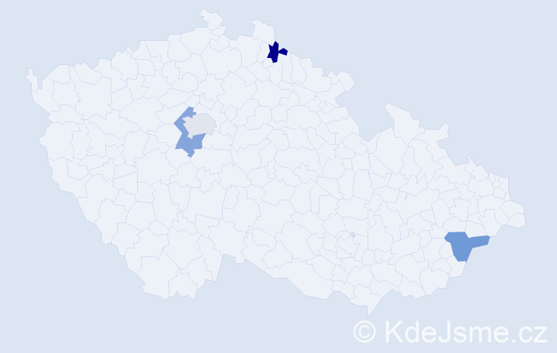 Jméno: 'Angelina Marie', počet výskytů 4 v celé ČR