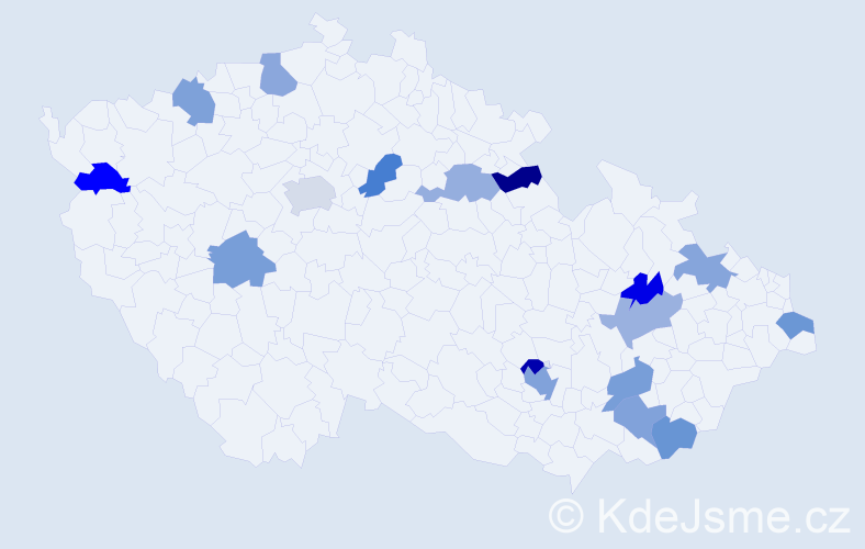 Jméno: 'Chantal', počet výskytů 20 v celé ČR