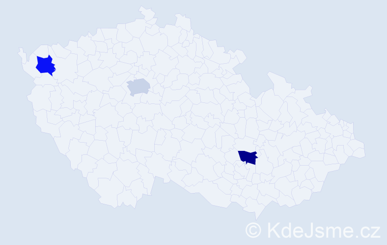 Jméno: 'Kyra', počet výskytů 3 v celé ČR