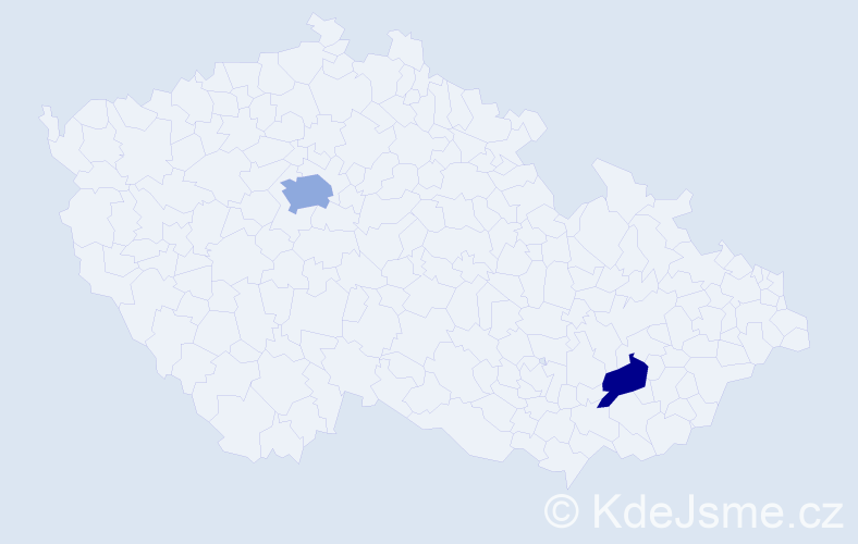Jméno: 'Iain', počet výskytů 3 v celé ČR
