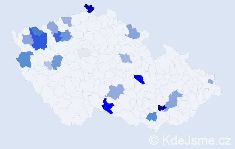 Jméno: 'Piroška', počet výskytů 25 v celé ČR