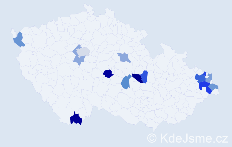 Jméno: 'Taňa', počet výskytů 23 v celé ČR