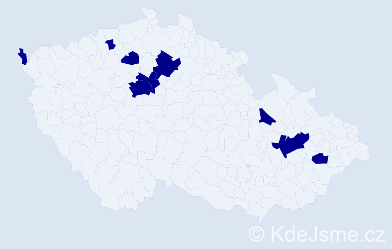 Jméno: 'Emerencia', počet výskytů 9 v celé ČR