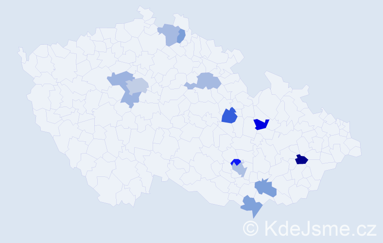 Jméno: 'Chloe', počet výskytů 17 v celé ČR