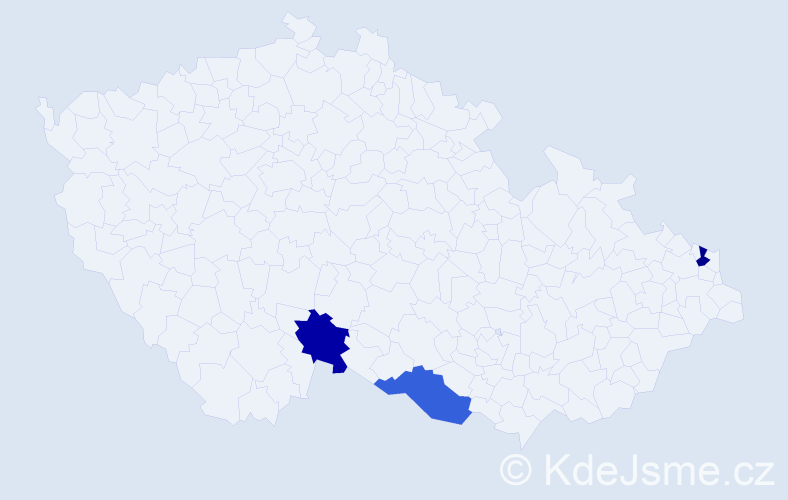 Jméno: 'Viktorie Petra', počet výskytů 3 v celé ČR
