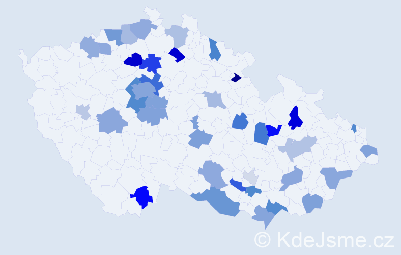 Jméno: 'Klementina', počet výskytů 57 v celé ČR