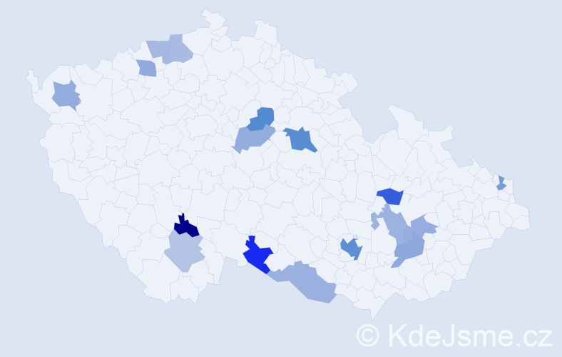 Jméno: 'Fabrizio', počet výskytů 25 v celé ČR