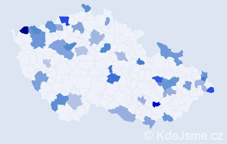 Jméno: 'Valentína', počet výskytů 58 v celé ČR