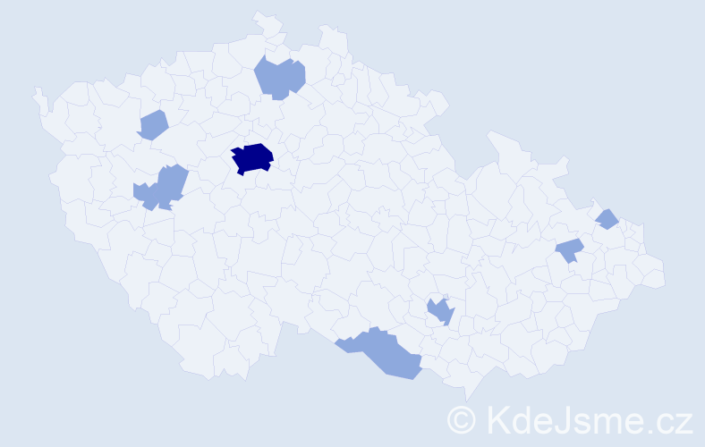 Jméno: 'Miro', počet výskytů 13 v celé ČR