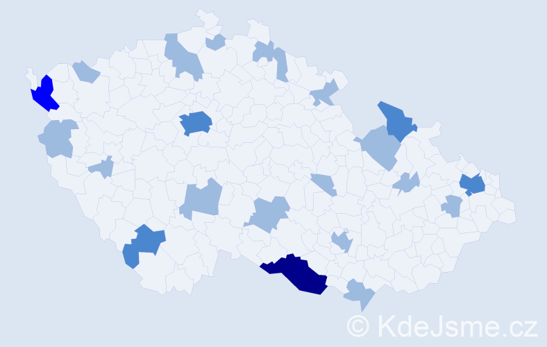 Jméno: 'Etelka', počet výskytů 34 v celé ČR